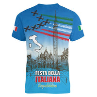 Italy Republic Day Women V-Neck T-Shirt Festa della Repubblica with Frecce Tricolori