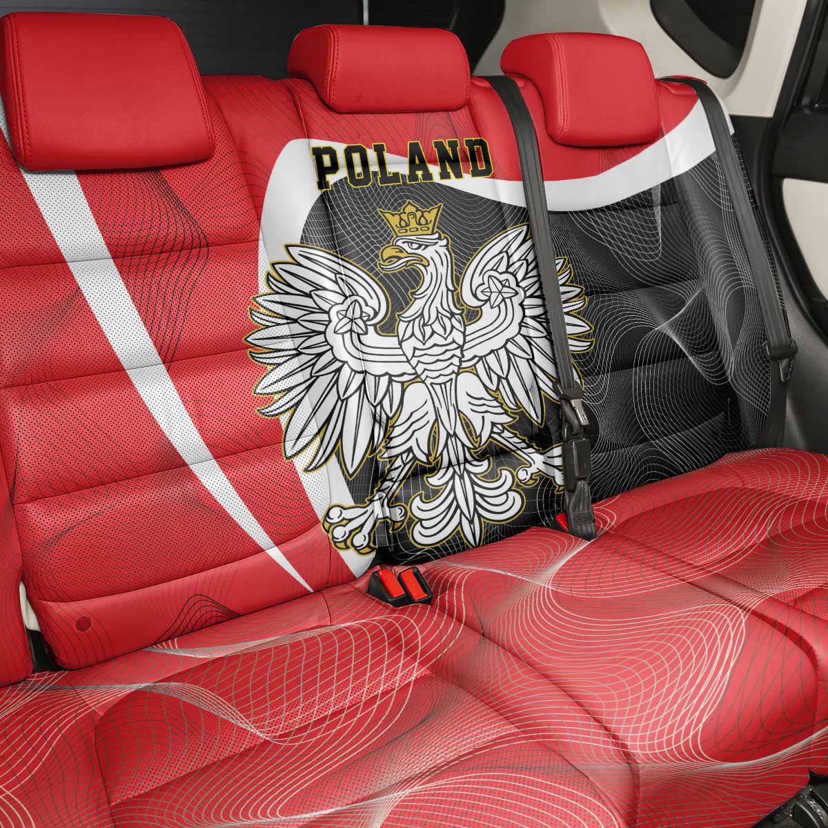 Poland White Crowned Eagle Back Car Seat Cover Rzeczpospolita Polska