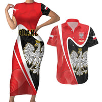 Poland White Crowned Eagle Couples Matching Short Sleeve Bodycon Dress and Hawaiian Shirt Rzeczpospolita Polska