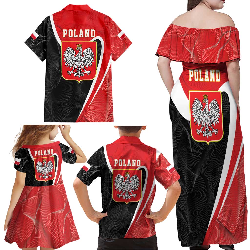 Poland White Crowned Eagle Family Matching Off Shoulder Maxi Dress and Hawaiian Shirt Rzeczpospolita Polska