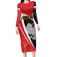 Poland White Crowned Eagle Long Sleeve Bodycon Dress Rzeczpospolita Polska
