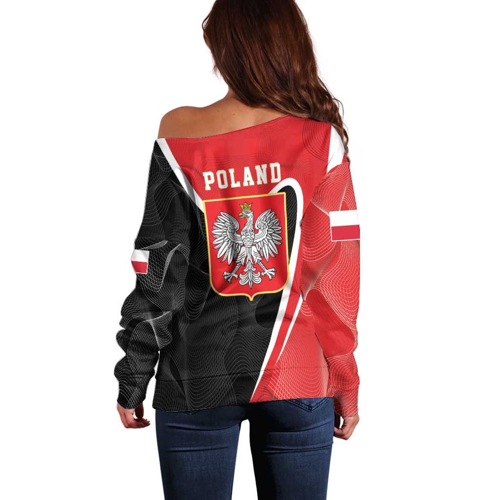 Poland White Crowned Eagle Off Shoulder Sweater Rzeczpospolita Polska LT17 - Wonder Print Shop