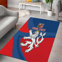 Personalized Czech Republic Coat of Arms Area Rug Statni Znak Ceske Republiky - Silver Double-tailed Lion