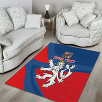 Personalized Czech Republic Coat of Arms Area Rug Statni Znak Ceske Republiky - Silver Double-tailed Lion