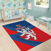 Personalized Czech Republic Coat of Arms Area Rug Statni Znak Ceske Republiky - Silver Double-tailed Lion