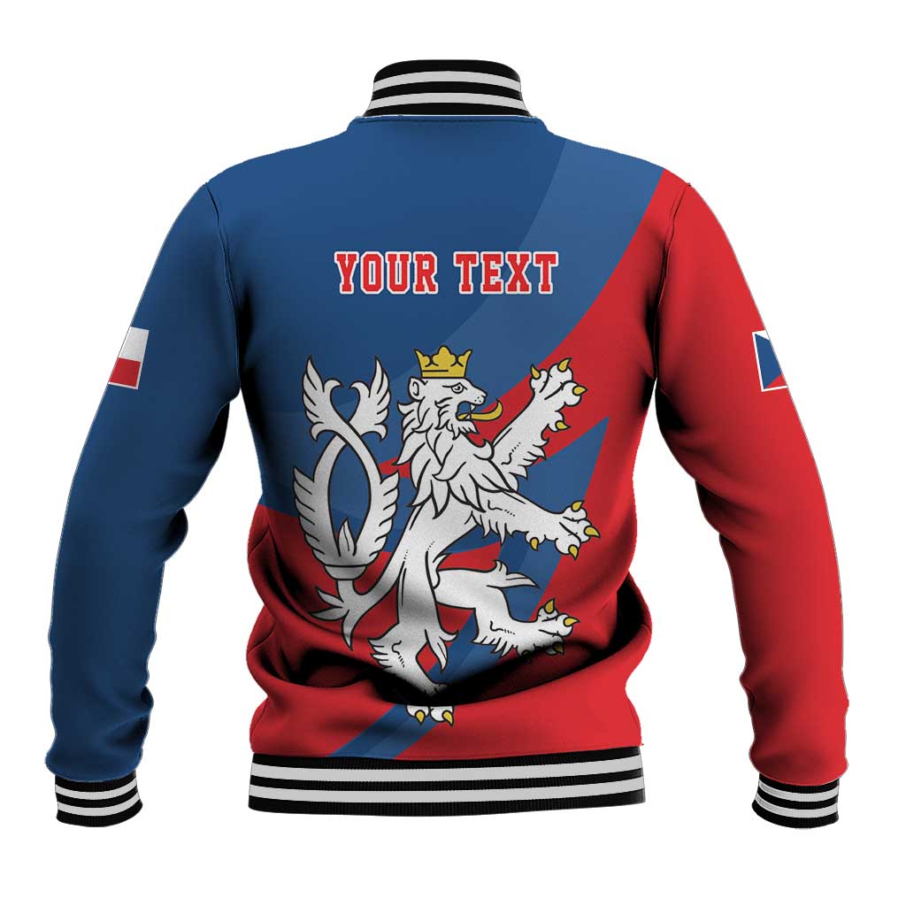 Personalized Czech Republic Coat of Arms Baseball Jacket Statni Znak Ceske Republiky - Silver Double-tailed Lion
