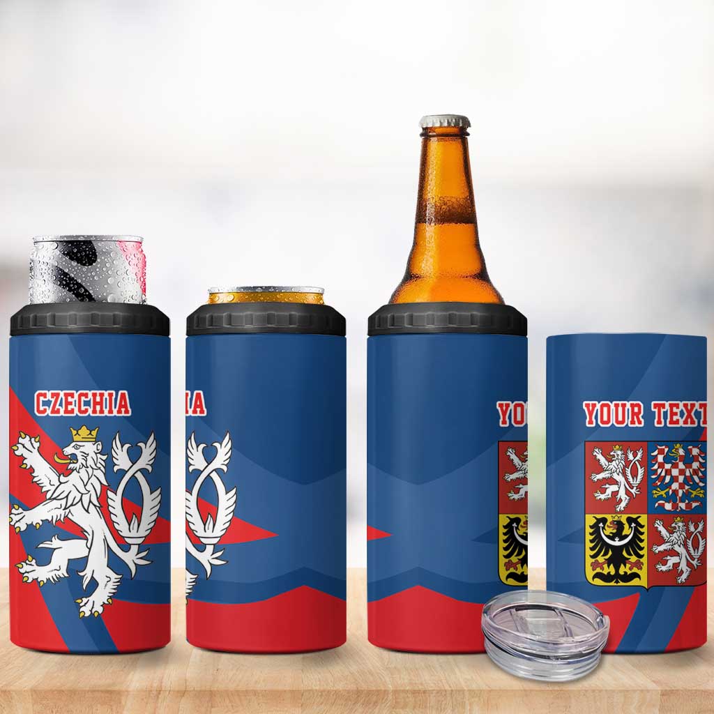 Personalized Czech Republic Coat of Arms 4 in 1 Can Cooler Tumbler Statni Znak Ceske Republiky -  Silver Double-tailed Lion