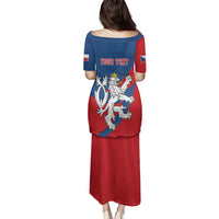 Personalized Czech Republic Coat of Arms Family Matching Puletasi and Hawaiian Shirt Statni Znak Ceske Republiky - Silver Double-tailed Lion