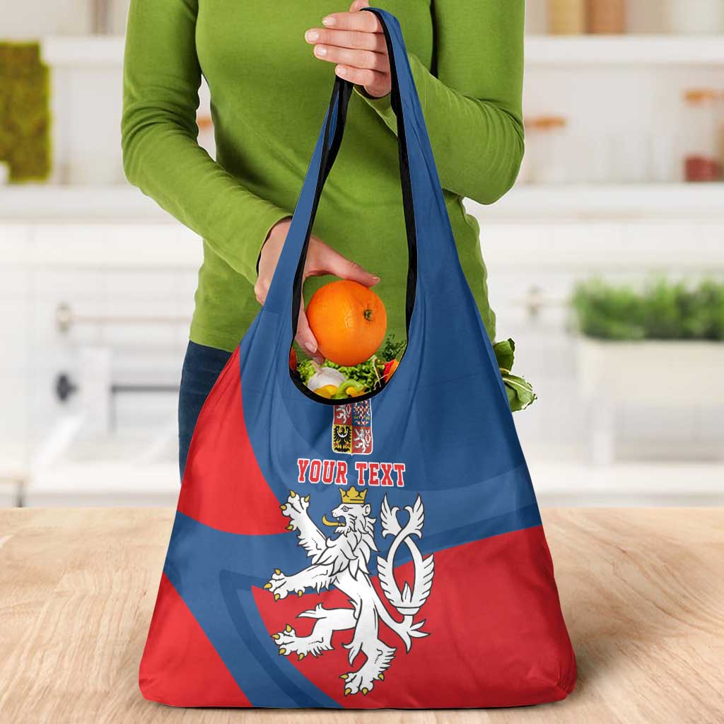 Personalized Czech Republic Coat of Arms Grocery Bag Statni Znak Ceske Republiky - Silver Double-tailed Lion