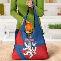Personalized Czech Republic Coat of Arms Grocery Bag Statni Znak Ceske Republiky - Silver Double-tailed Lion