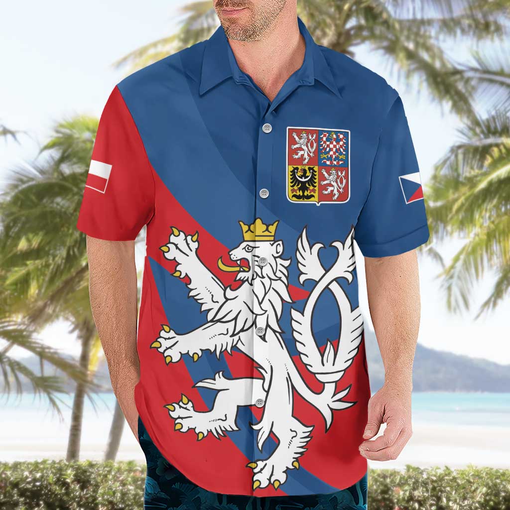 Personalized Czech Republic Coat of Arms Hawaiian Shirt Statni Znak Ceske Republiky - Silver Double-tailed Lion