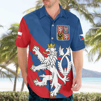 Personalized Czech Republic Coat of Arms Hawaiian Shirt Statni Znak Ceske Republiky - Silver Double-tailed Lion