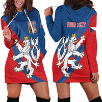 Personalized Czech Republic Coat of Arms Hoodie Dress Statni Znak Ceske Republiky - Silver Double-tailed Lion