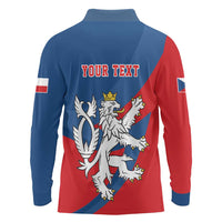 Personalized Czech Republic Coat of Arms Long Sleeve Polo Shirt Statni Znak Ceske Republiky - Silver Double-tailed Lion LT17 - Wonder Print Shop