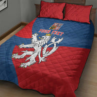 Personalized Czech Republic Coat of Arms Quilt Bed Set Statni Znak Ceske Republiky - Silver Double-tailed Lion LT17 - Wonder Print Shop
