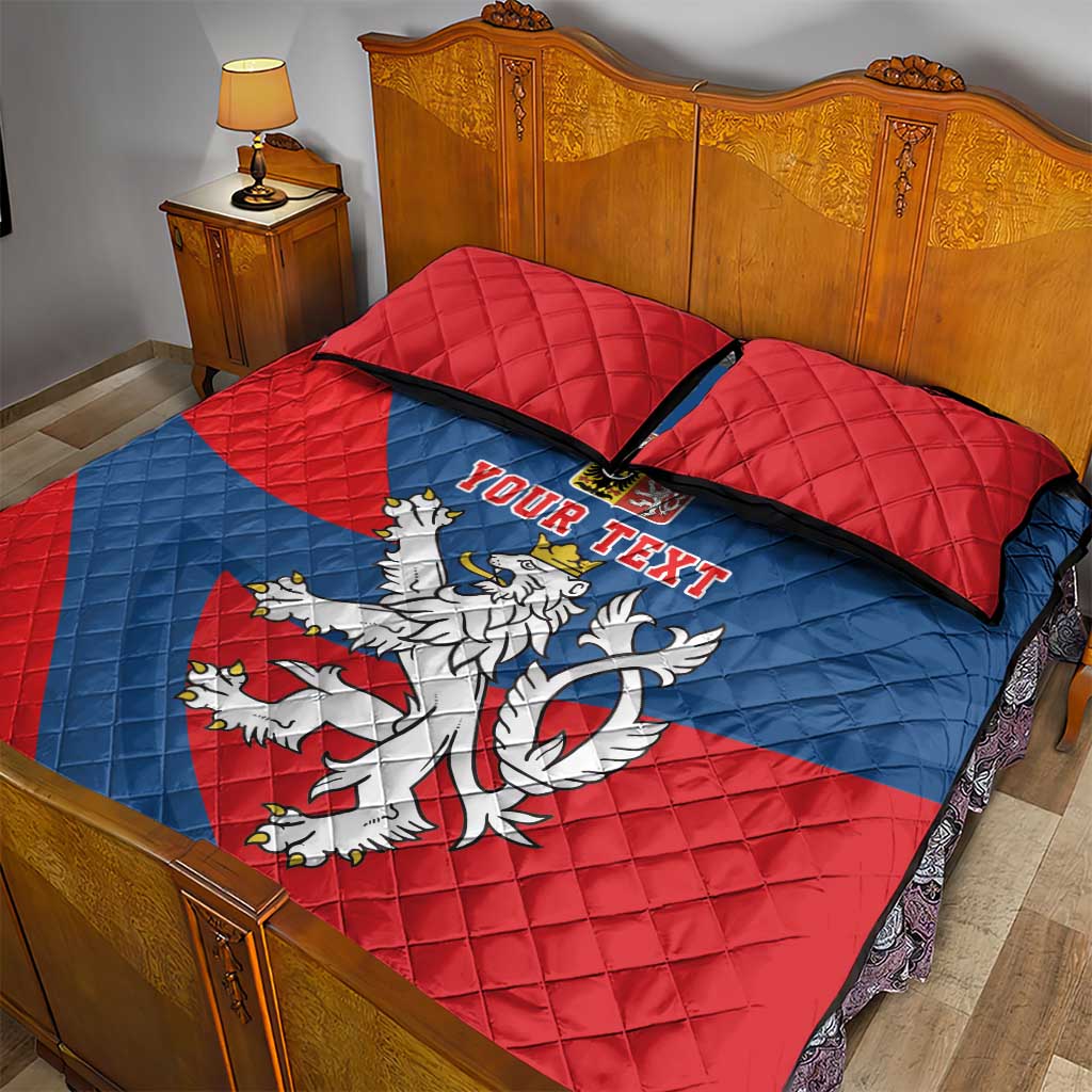 Personalized Czech Republic Coat of Arms Quilt Bed Set Statni Znak Ceske Republiky - Silver Double-tailed Lion LT17 - Wonder Print Shop