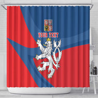 Personalized Czech Republic Coat of Arms Shower Curtain Statni Znak Ceske Republiky - Silver Double-tailed Lion LT17 - Wonder Print Shop
