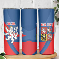Personalized Czech Republic Coat of Arms Skinny Tumbler Statni Znak Ceske Republiky -  Silver Double-tailed Lion LT17 - Wonder Print Shop