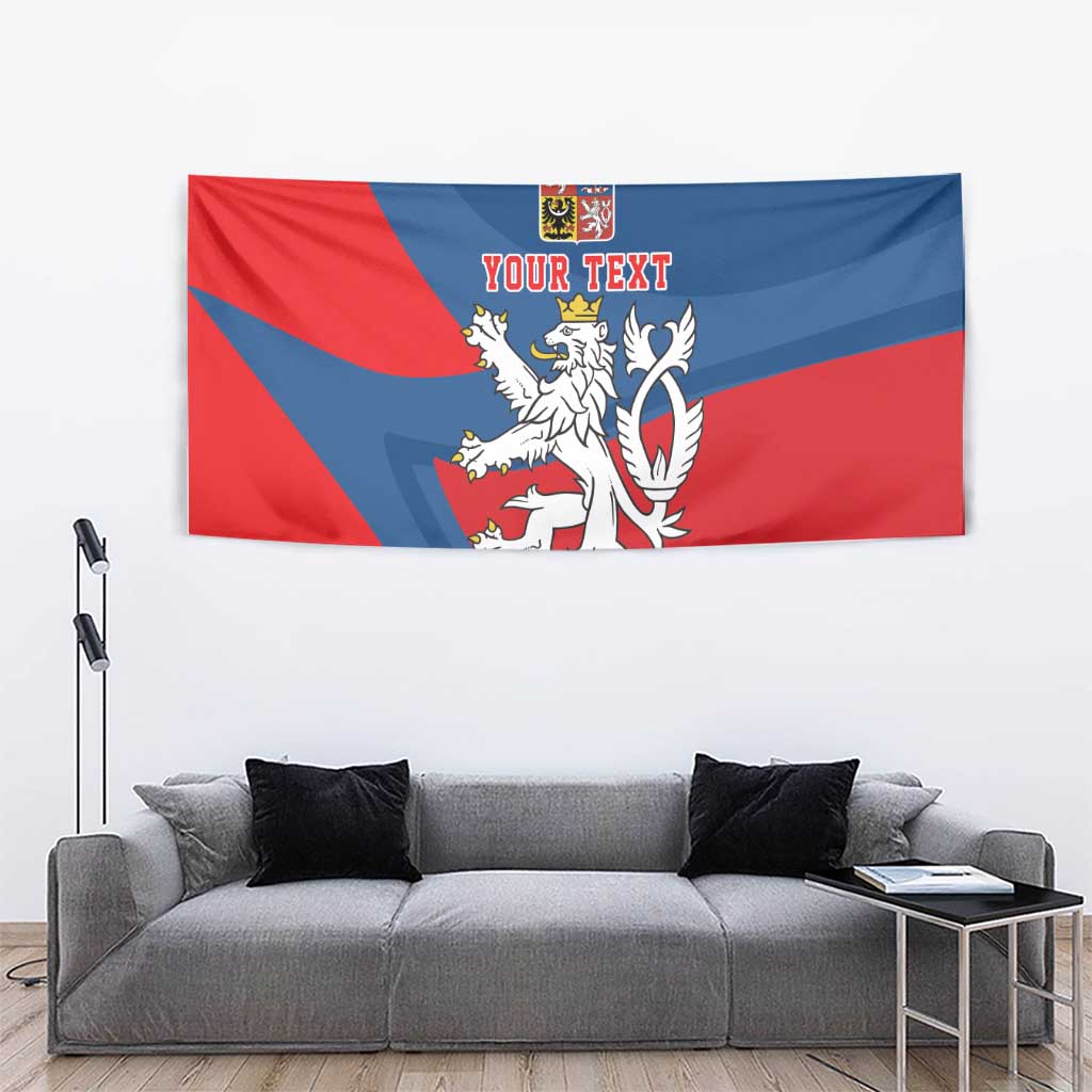 Personalized Czech Republic Coat of Arms Tapestry Statni Znak Ceske Republiky - Silver Double-tailed Lion LT17 - Wonder Print Shop