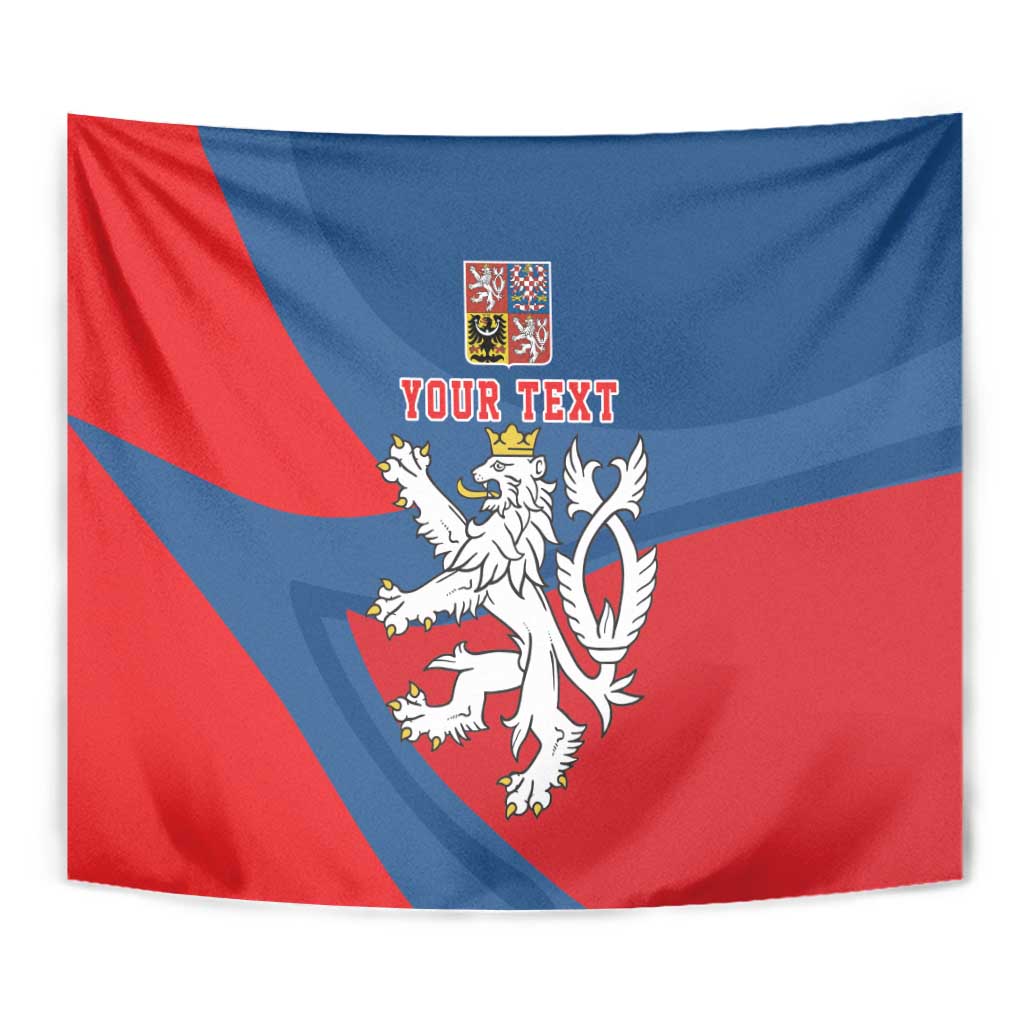 Personalized Czech Republic Coat of Arms Tapestry Statni Znak Ceske Republiky - Silver Double-tailed Lion LT17 - Wonder Print Shop