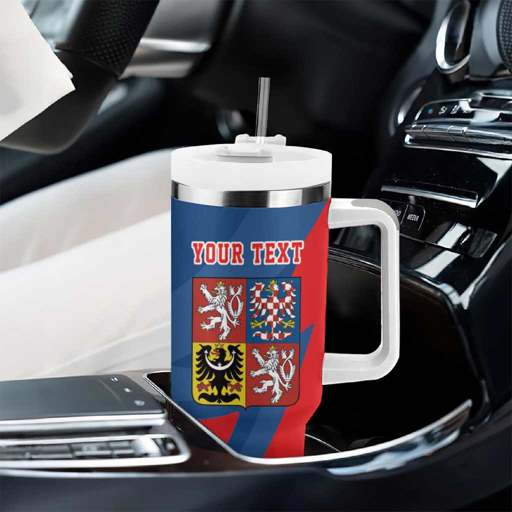 Personalized Czech Republic Coat of Arms Tumbler With Handle Statni Znak Ceske Republiky -  Silver Double-tailed Lion LT17 - Wonder Print Shop