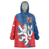 Personalized Czech Republic Coat of Arms Wearable Blanket Hoodie Statni Znak Ceske Republiky - Silver Double-tailed Lion LT17 - Wonder Print Shop