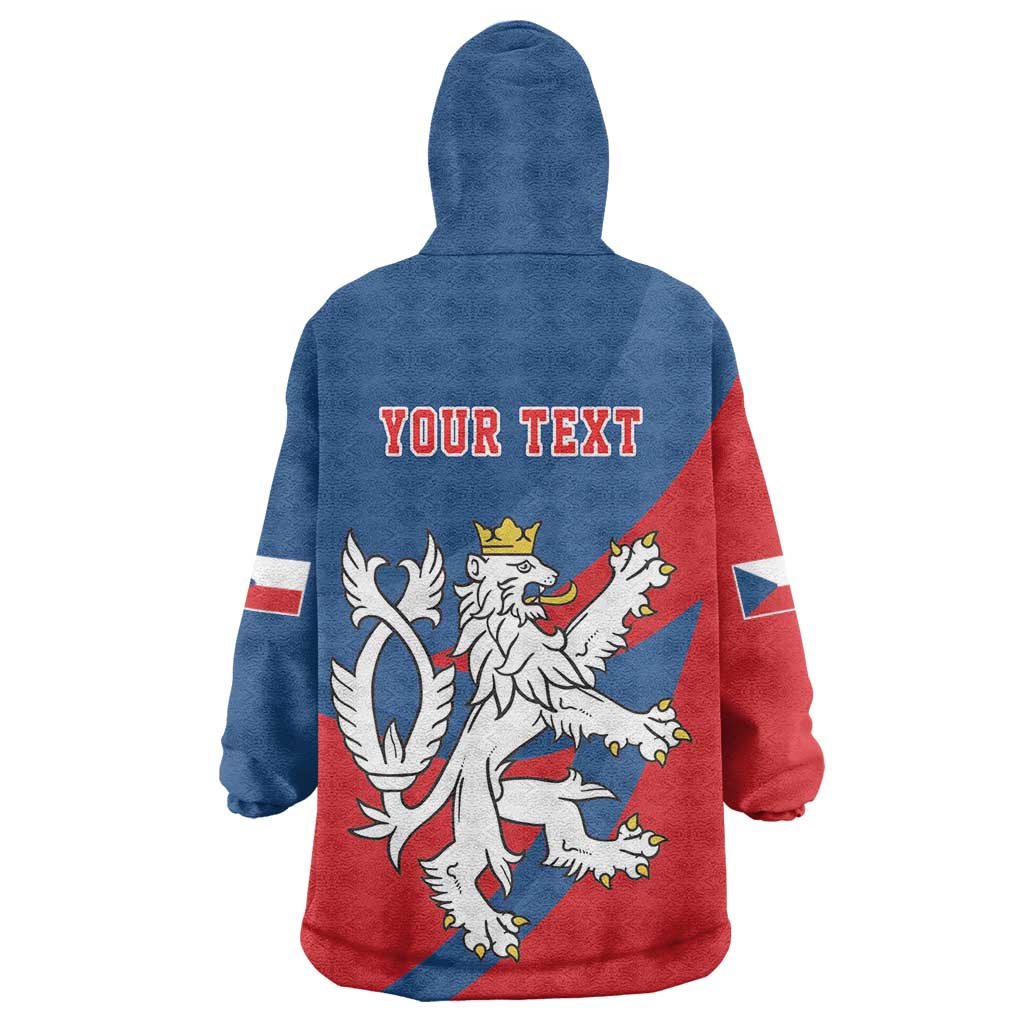 Personalized Czech Republic Coat of Arms Wearable Blanket Hoodie Statni Znak Ceske Republiky - Silver Double-tailed Lion LT17 - Wonder Print Shop