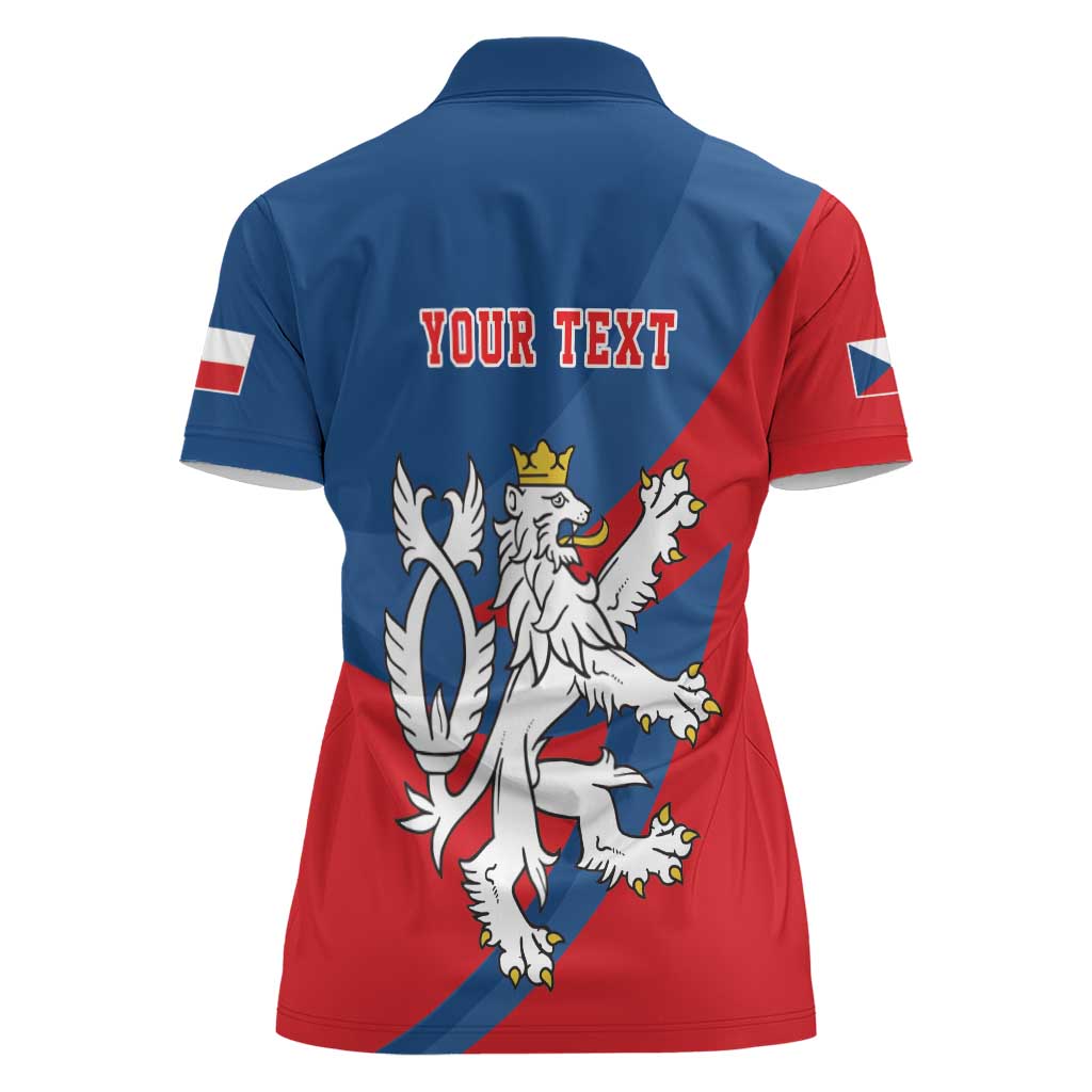 Personalized Czech Republic Coat of Arms Women Polo Shirt Statni Znak Ceske Republiky - Silver Double-tailed Lion LT17 - Wonder Print Shop