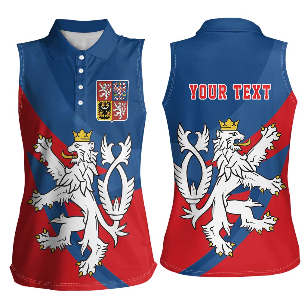 Personalized Czech Republic Coat of Arms Women Sleeveless Polo Shirt Statni Znak Ceske Republiky - Silver Double-tailed Lion LT17 - Wonder Print Shop