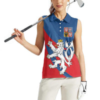 Personalized Czech Republic Coat of Arms Women Sleeveless Polo Shirt Statni Znak Ceske Republiky - Silver Double-tailed Lion LT17 - Wonder Print Shop