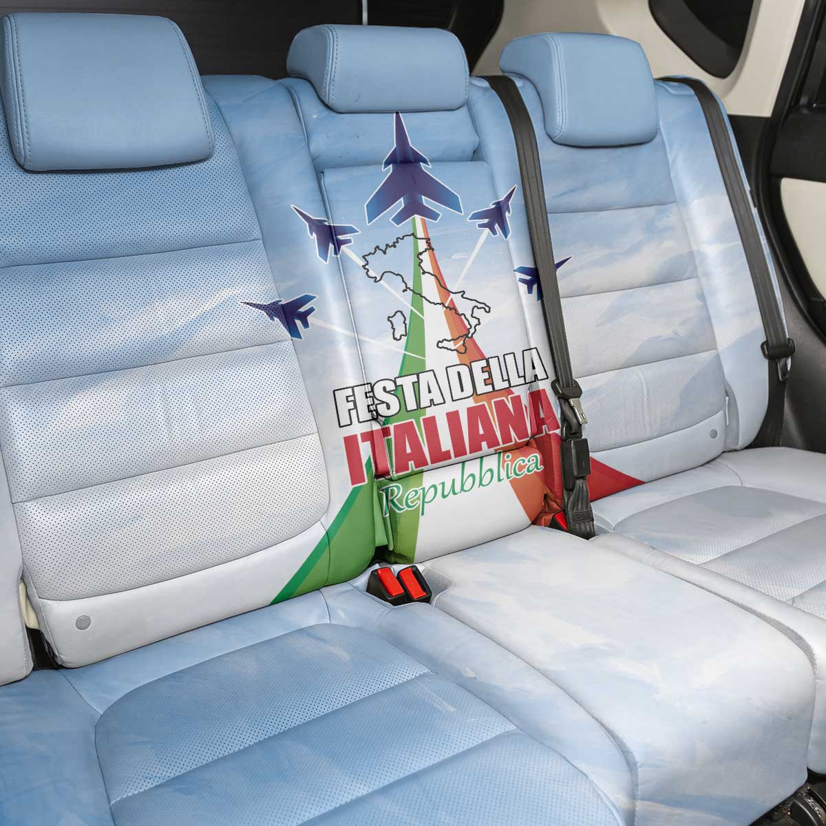 Italy Festa della Repubblica Back Car Seat Cover Frecce Tricolori with Dove
