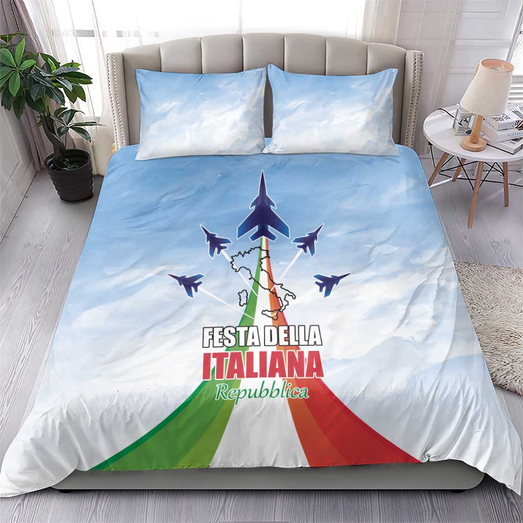 Italy Festa della Repubblica Bedding Set Frecce Tricolori with Dove