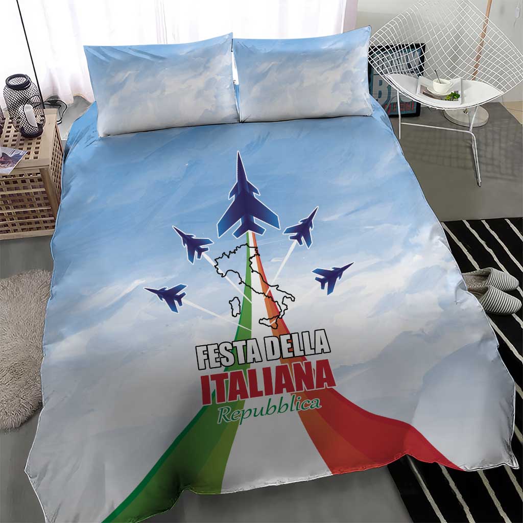 Italy Festa della Repubblica Bedding Set Frecce Tricolori with Dove