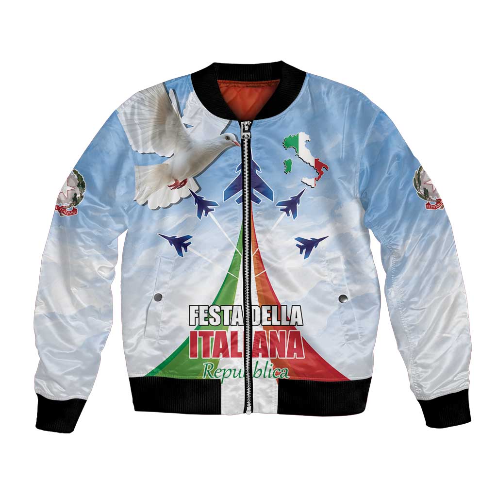 Italy Festa della Repubblica Bomber Jacket Frecce Tricolori with Dove