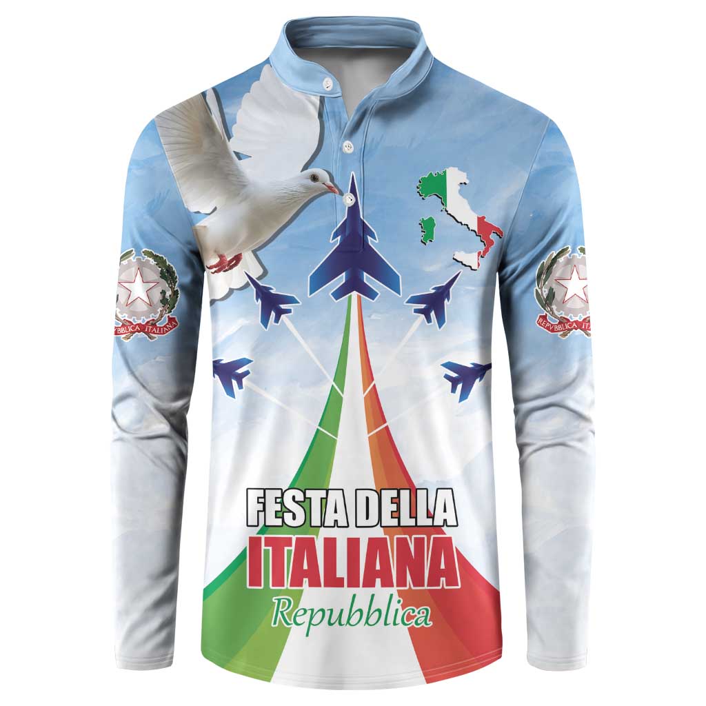 Italy Festa della Repubblica Button Sweatshirt Frecce Tricolori with Dove