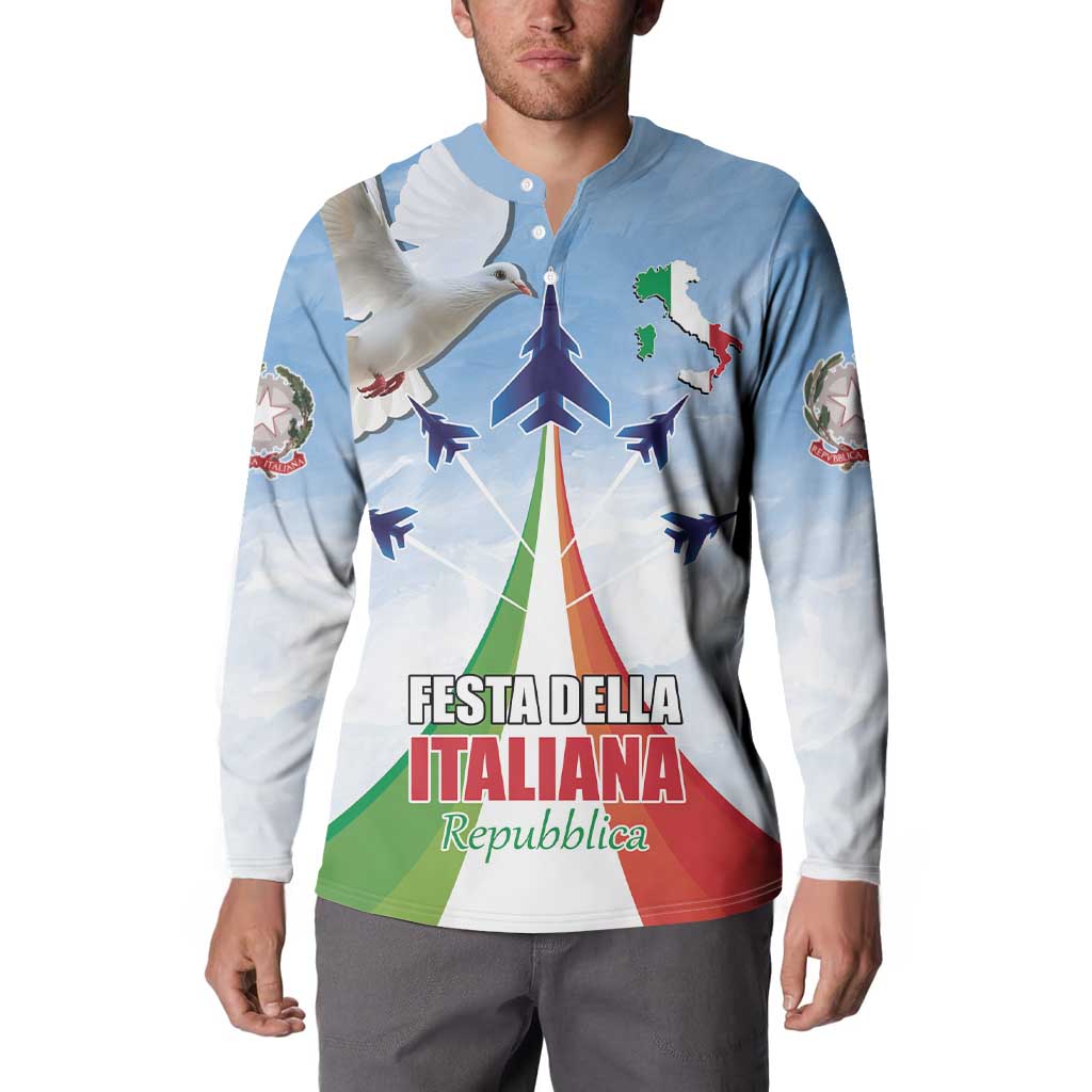 Italy Festa della Repubblica Button Sweatshirt Frecce Tricolori with Dove