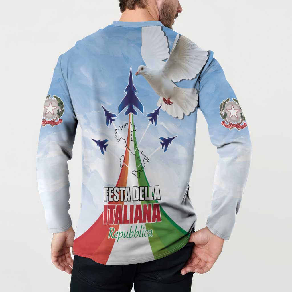 Italy Festa della Repubblica Button Sweatshirt Frecce Tricolori with Dove