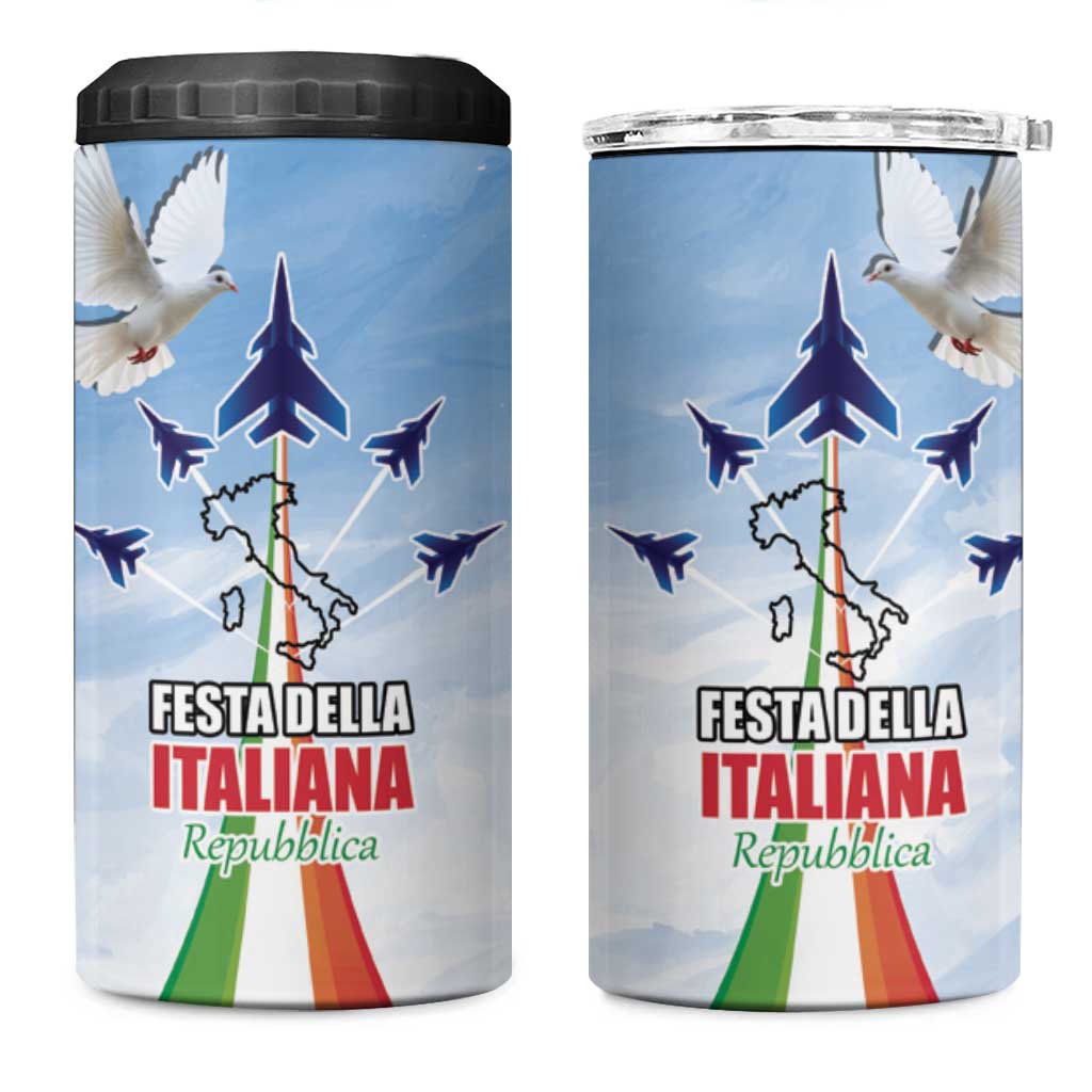 Italy Festa della Repubblica 4 in 1 Can Cooler Tumbler Frecce Tricolori with Dove