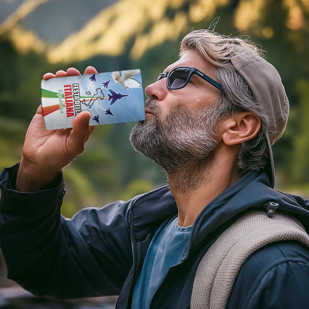 Italy Festa della Repubblica 4 in 1 Can Cooler Tumbler Frecce Tricolori with Dove