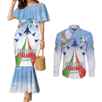 Italy Festa della Repubblica Couples Matching Mermaid Dress and Long Sleeve Button Shirt Frecce Tricolori with Dove