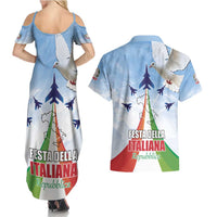 Italy Festa della Repubblica Couples Matching Summer Maxi Dress and Hawaiian Shirt Frecce Tricolori with Dove