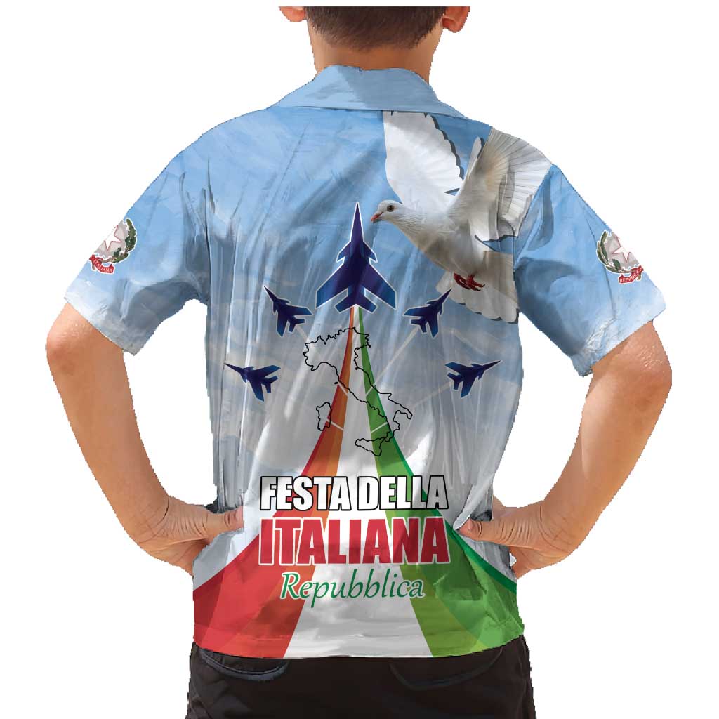 Italy Festa della Repubblica Family Matching Mermaid Dress and Hawaiian Shirt Frecce Tricolori with Dove