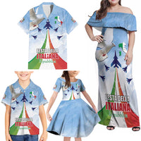 Italy Festa della Repubblica Family Matching Off Shoulder Maxi Dress and Hawaiian Shirt Frecce Tricolori with Dove