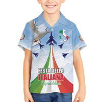 Italy Festa della Repubblica Family Matching Off Shoulder Maxi Dress and Hawaiian Shirt Frecce Tricolori with Dove