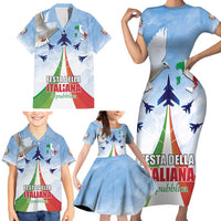 Italy Festa della Repubblica Family Matching Short Sleeve Bodycon Dress and Hawaiian Shirt Frecce Tricolori with Dove