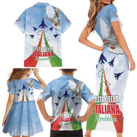 Italy Festa della Repubblica Family Matching Short Sleeve Bodycon Dress and Hawaiian Shirt Frecce Tricolori with Dove