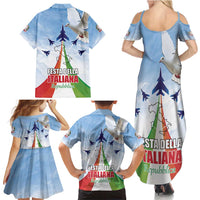 Italy Festa della Repubblica Family Matching Summer Maxi Dress and Hawaiian Shirt Frecce Tricolori with Dove
