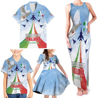 Italy Festa della Repubblica Family Matching Tank Maxi Dress and Hawaiian Shirt Frecce Tricolori with Dove
