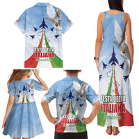 Italy Festa della Repubblica Family Matching Tank Maxi Dress and Hawaiian Shirt Frecce Tricolori with Dove