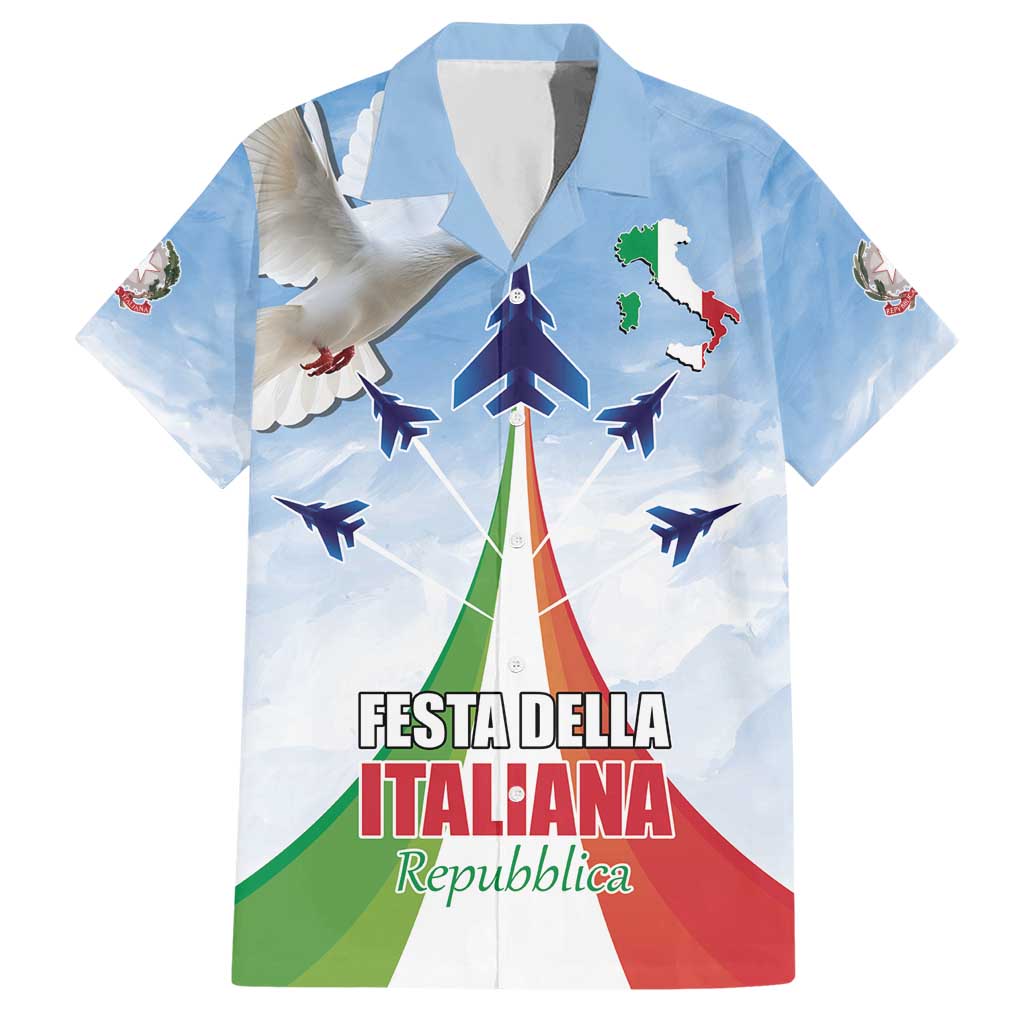 Italy Festa della Repubblica Hawaiian Shirt Frecce Tricolori with Dove